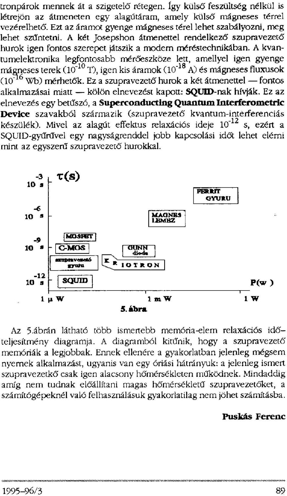 A kvantumelektronika legfontosabb mérőeszköze lett, amellyel igen gyenge mágneses terek (10 T), igen kis áramok (10 A) és mágneses fluxusok -10-18 (10 Wb) mérhetők.