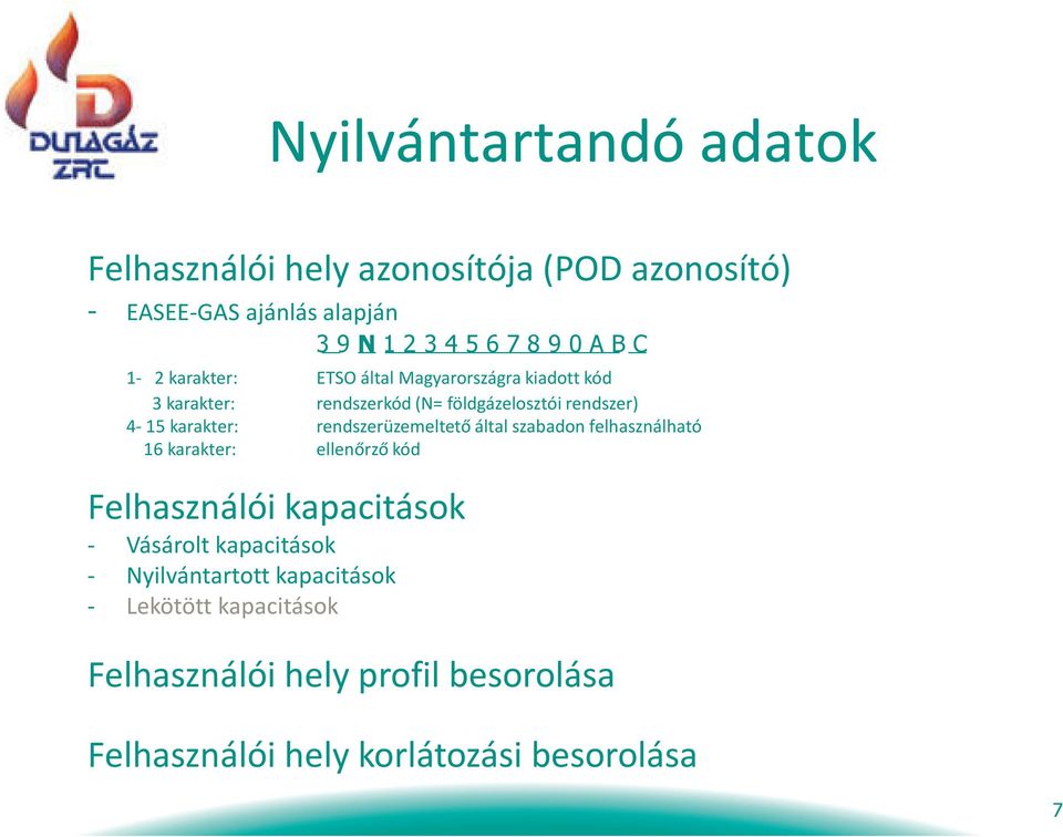 rendszerüzemeltető által szabadon felhasználható 16 karakter: ellenőrző kód Felhasználói kapacitások - Vásárolt kapacitások -