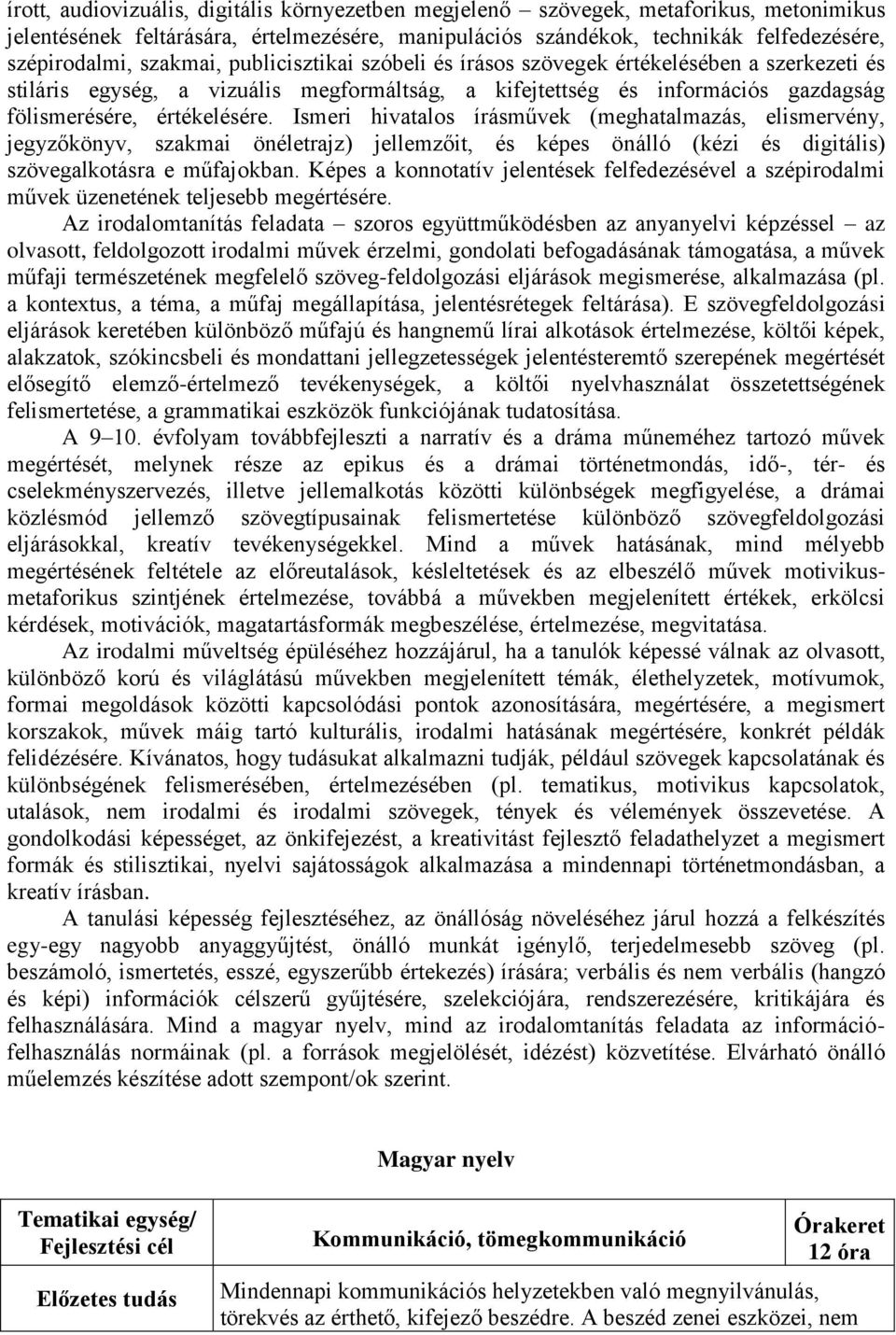 Ismeri hivatalos írásművek (meghatalmazás, elismervény, jegyzőkönyv, szakmai önéletrajz) jellemzőit, és képes önálló (kézi és digitális) szövegalkotásra e műfajokban.