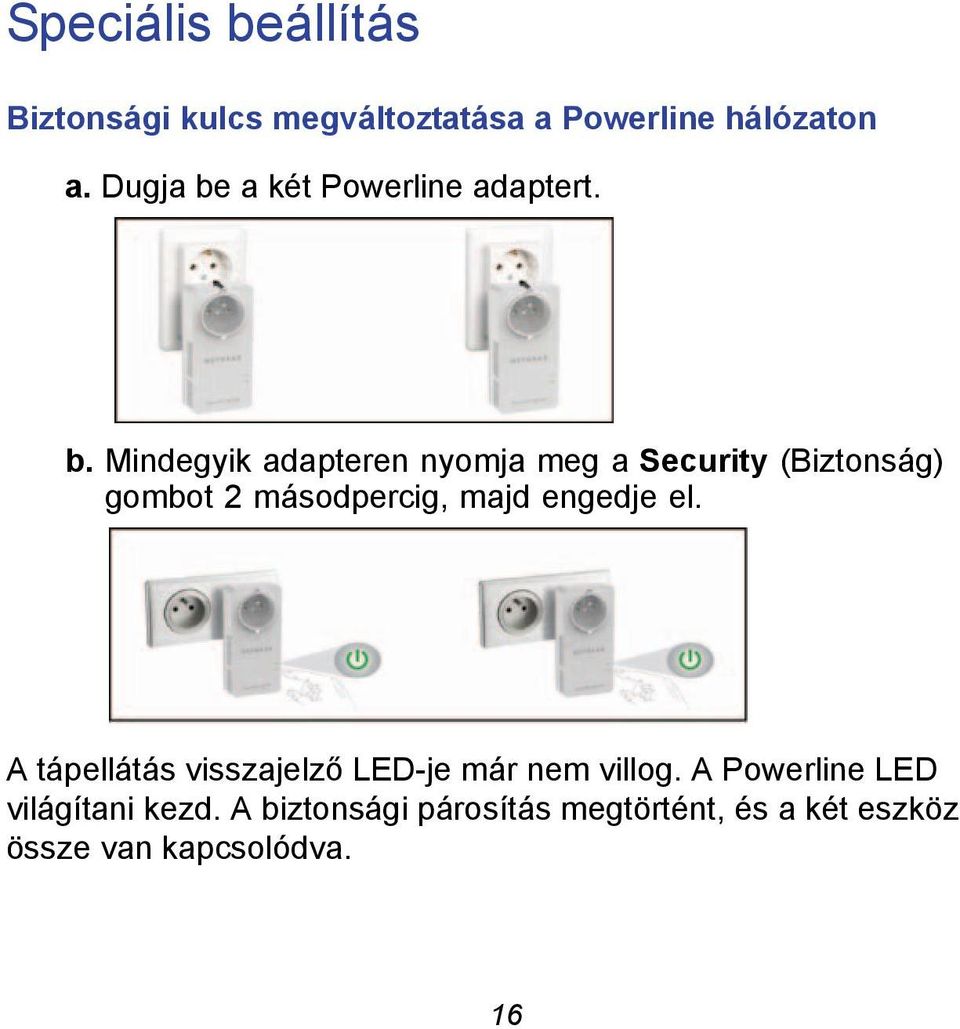 a két Powerline adaptert. b.