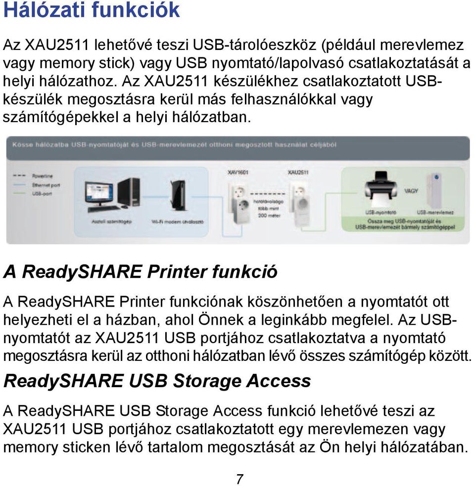 A ReadySHARE Printer funkció A ReadySHARE Printer funkciónak köszönhetően a nyomtatót ott helyezheti el a házban, ahol Önnek a leginkább megfelel.