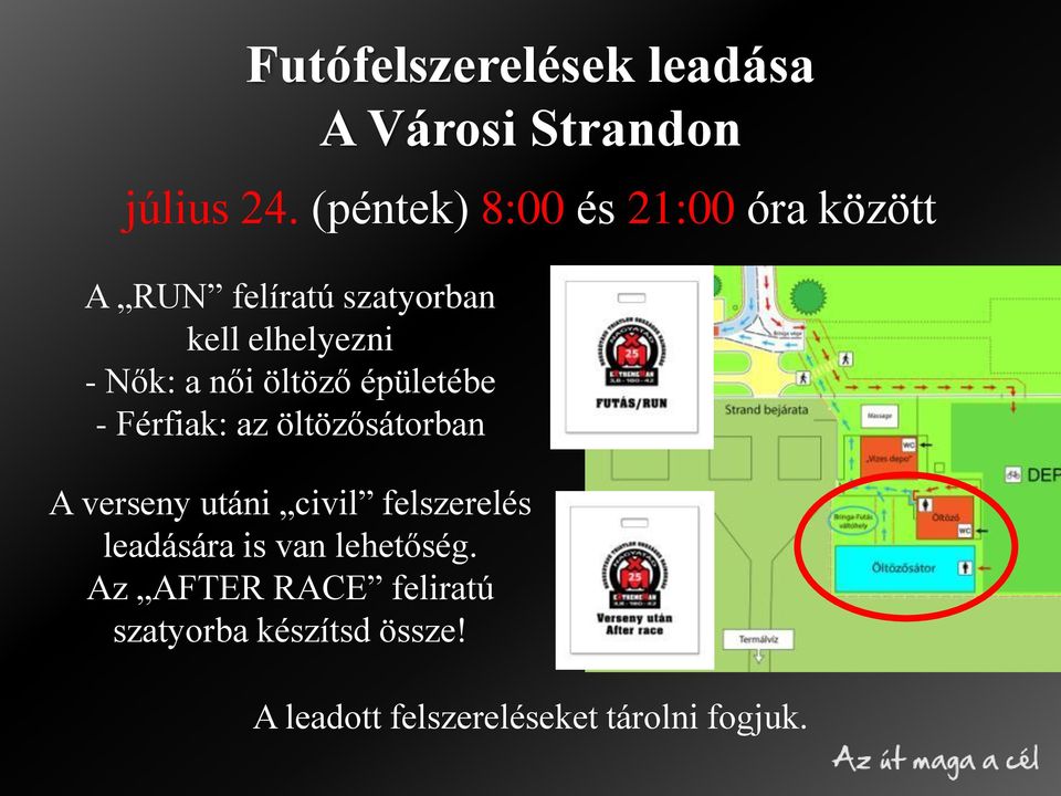 női öltöző épületébe - Férfiak: az öltözősátorban A Városi Strandon A verseny utáni