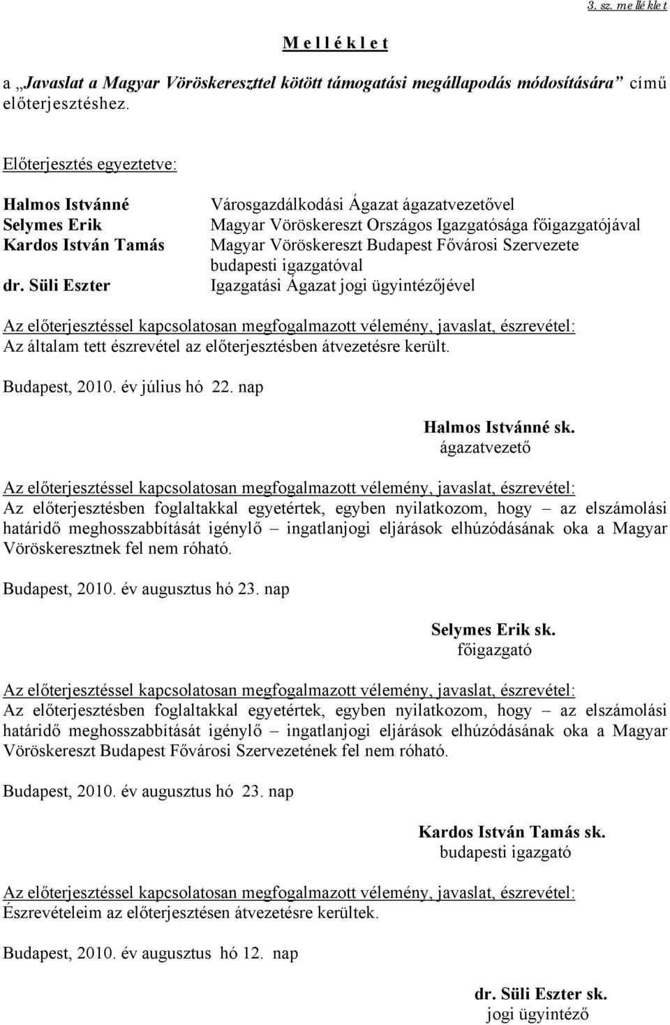 Süli Eszter Városgazdálkodási Ágazat ágazatvezetővel Magyar Vöröskereszt Országos Igazgatósága főigazgatójával Magyar Vöröskereszt Budapest Fővárosi Szervezete budapesti igazgatóval Igazgatási Ágazat