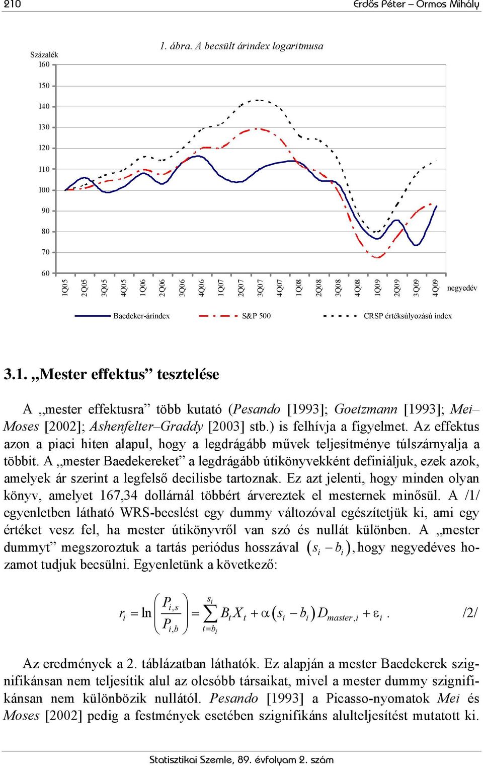 Adasor3 S&P 500 CRSP Adasor4 éréksúlyozású index 3.1. Meser effekus eszelése A meser effekusra öbb kuaó (Pesando [1993]; Goezmann [1993]; Mei Moses [2002]; Ashenfeler Graddy [2003] sb.