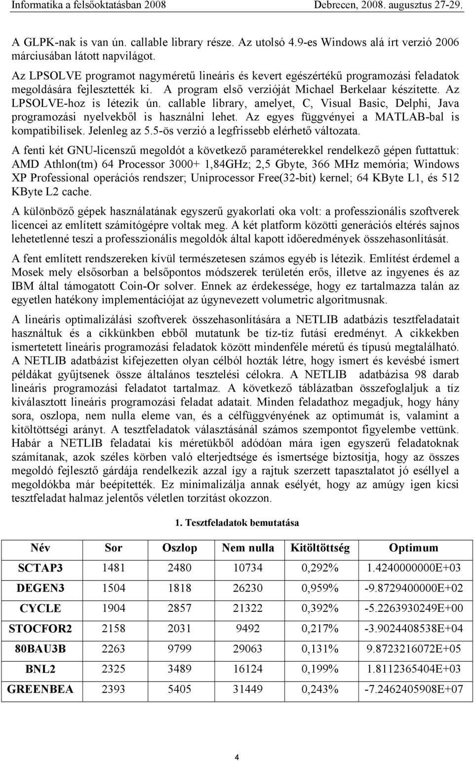 callable library, amelyet, C, Visual Basic, Delphi, Java programozási nyelvekből is használni lehet. Az egyes függvényei a MATLAB-bal is kompatibilisek. Jelenleg az 5.