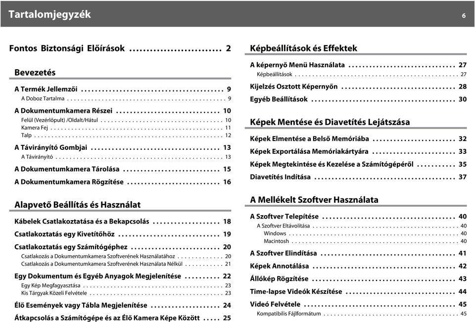 .. 18 Cstlkozttás egy Kivetítőhöz... 19 Cstlkozttás egy Számítógéphez... 20 Cstlkozás Dokumentumkmer Szoftverének Hsználtához...20 Cstlkozás Dokumentumkmer Szoftverének Hsznált Nélkül.
