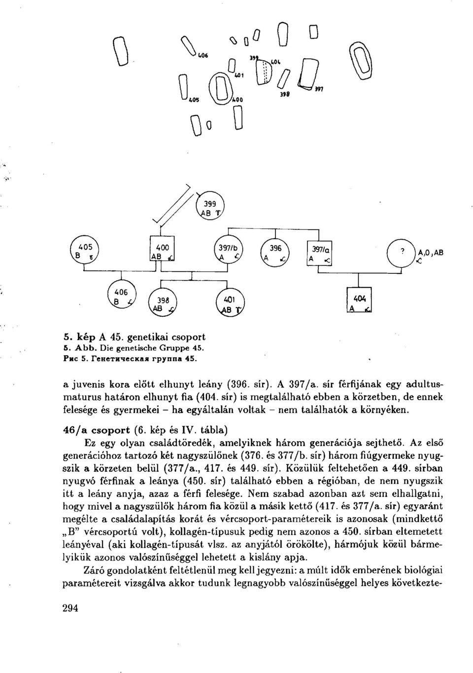 kép és IV. tábla) Ez egy olyan családtöredék, amelyiknek három generációja sejthető. Az első generációhoz tartozó két nagyszülőnek (376. és 377/b.