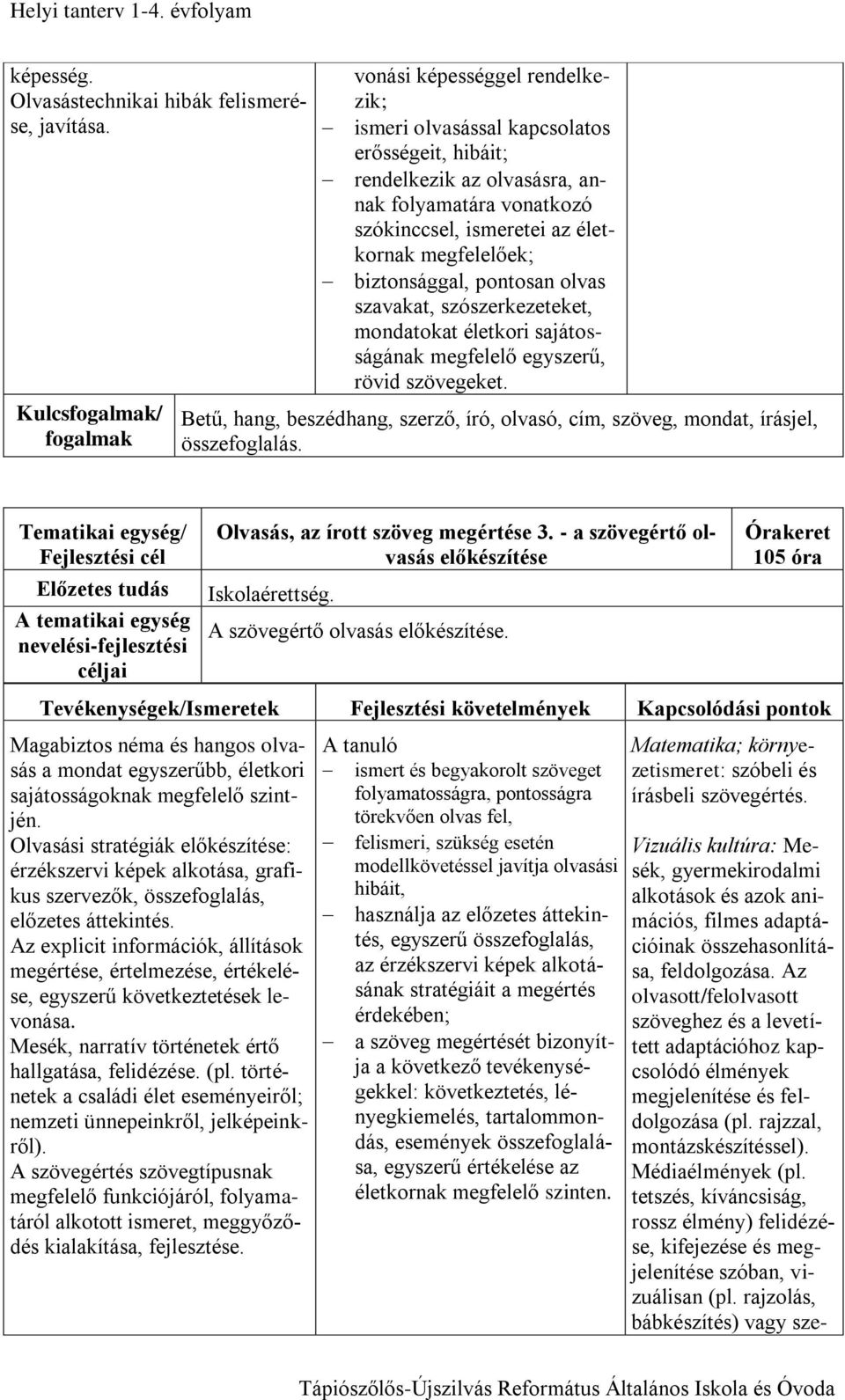 biztonsággal, pontosan olvas szavakat, szószerkezeteket, mondatokat életkori sajátosságának megfelelő egyszerű, rövid szövegeket.