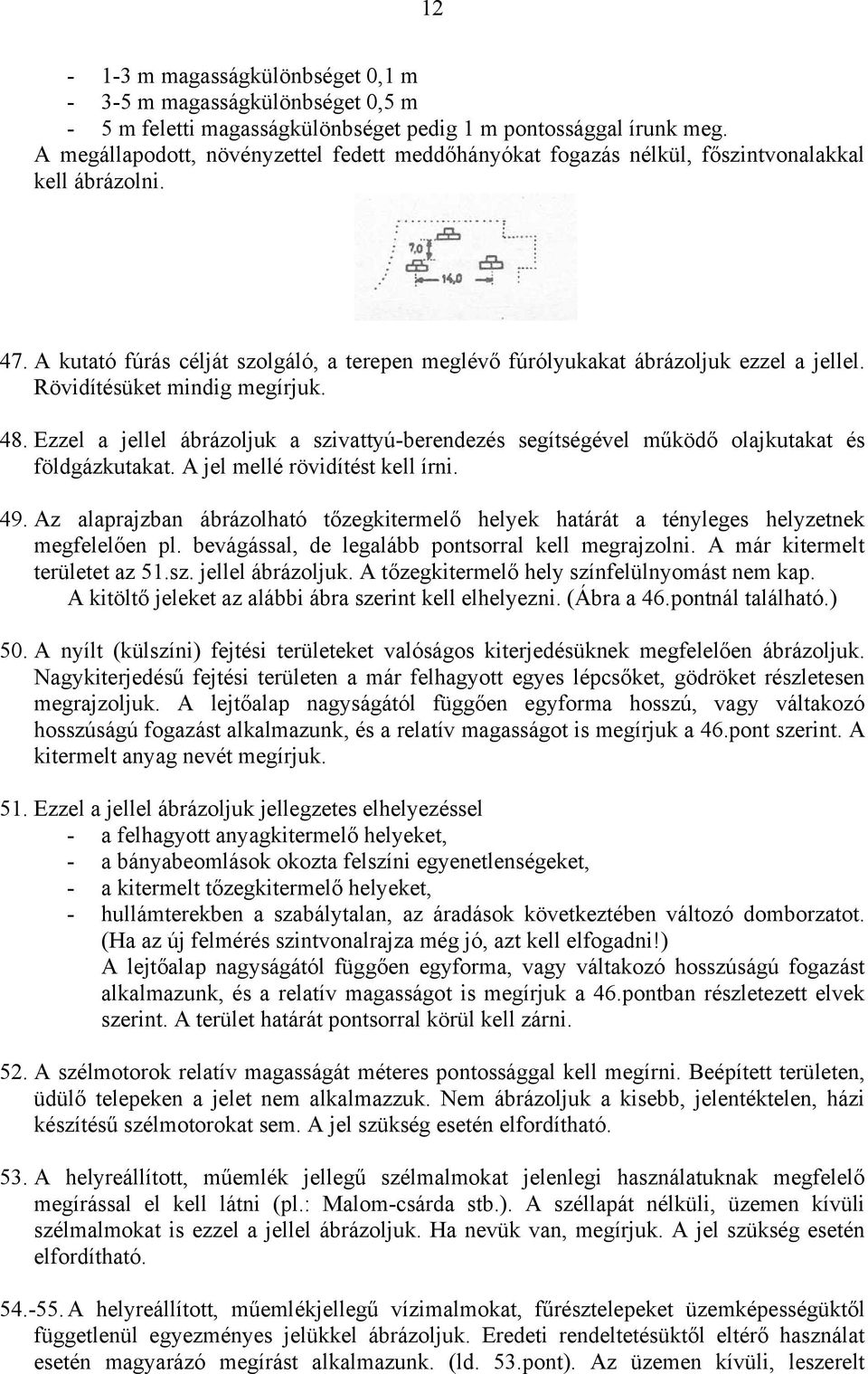 Rövidítésüket mindig megírjuk. 48. Ezzel a jellel ábrázoljuk a szivattyú-berendezés segítségével működő olajkutakat és földgázkutakat. A jel mellé rövidítést kell írni. 49.