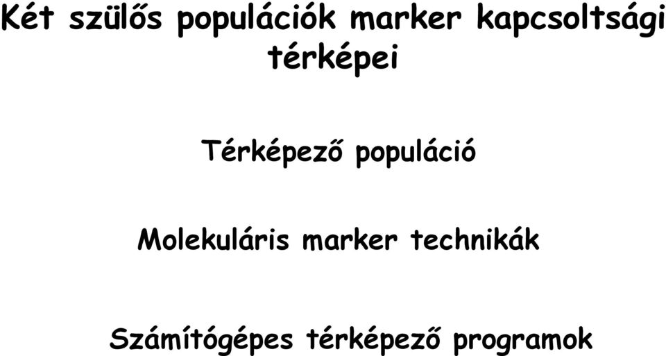 populáció Molekuláris marker
