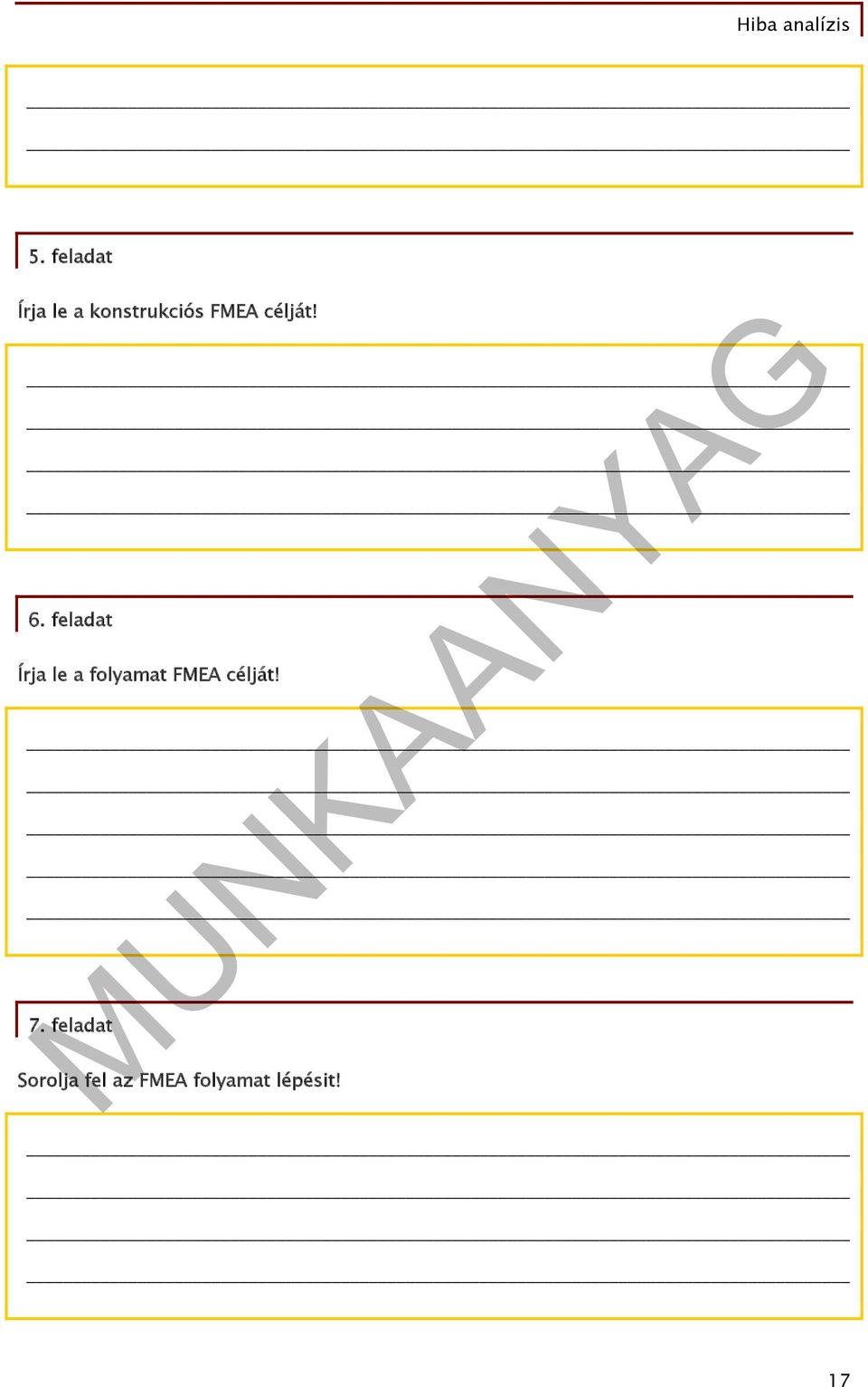 feladat Írja le a folyamat FMEA