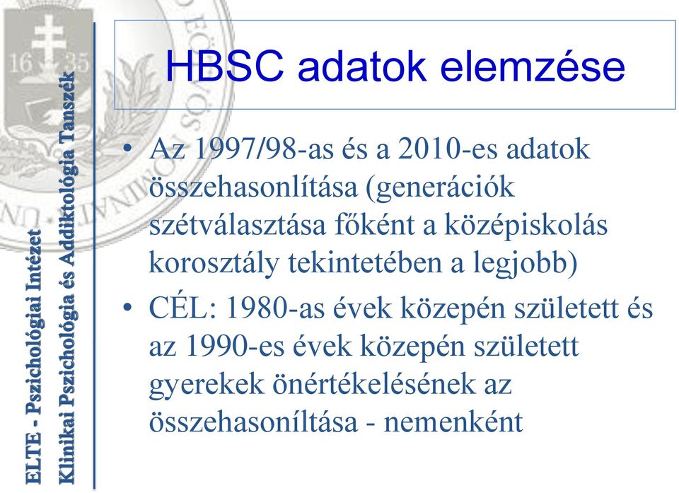 tekintetében a legjobb) CÉL: 1980-as évek közepén született és az