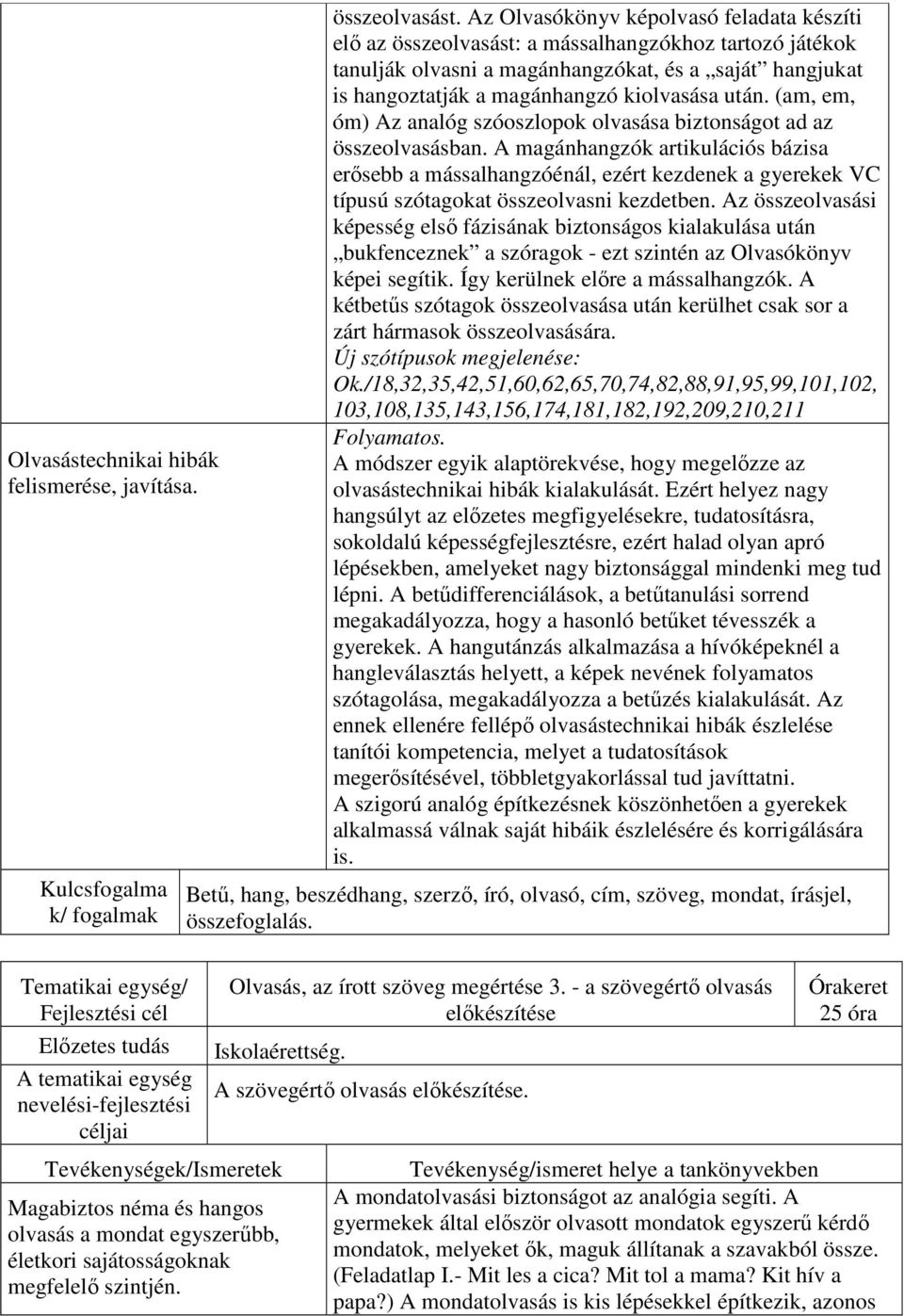 után. (am, em, óm) Az analóg szóoszlopok olvasása biztonságot ad az összeolvasásban.