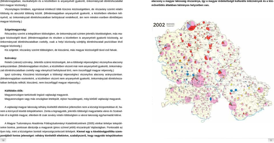 (Mindennapjaiban anyanyelvét gyakorló, a közéletben ellenben kétnyelvű, az önkormányzati döntéshozatalban befolyással rendelkező, ám nem minden esetben döntőképes magyar közösség.