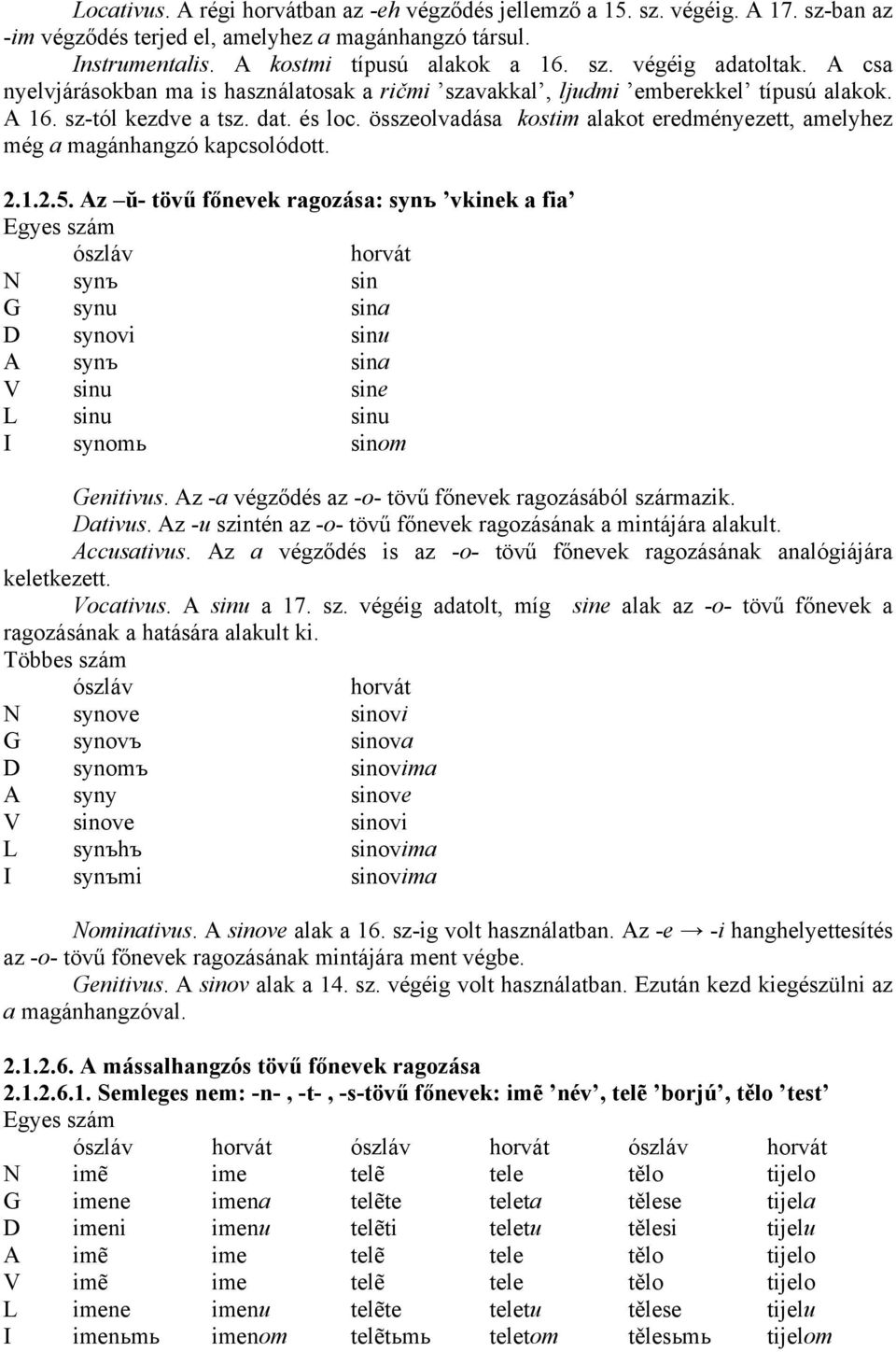 összeolvadása kostim alakot eredményezett, amelyhez még a magánhangzó kapcsolódott. 2.1.2.5.