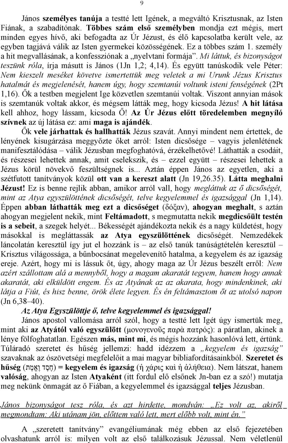 Ez a többes szám 1. személy a hit megvallásának, a konfessziónak a nyelvtani formája. Mi láttuk, és bizonyságot teszünk róla, írja másutt is János (1Jn 1,2; 4,14).