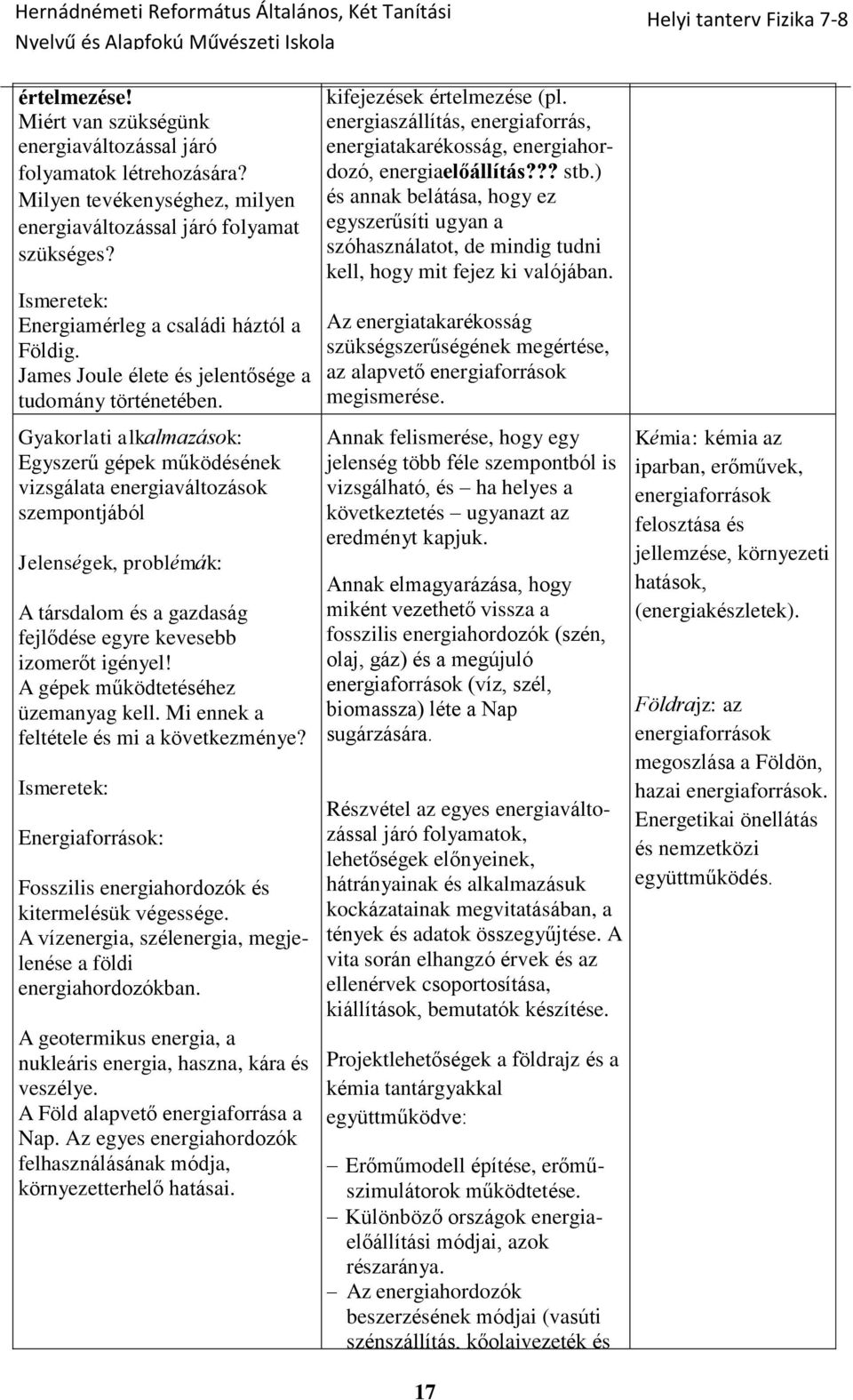 Gyakorlati alkalmazások: Egyszerű gépek működésének vizsgálata energiaváltozások szempontjából Jelenségek, problémák: A társdalom és a gazdaság fejlődése egyre kevesebb izomerőt igényel!