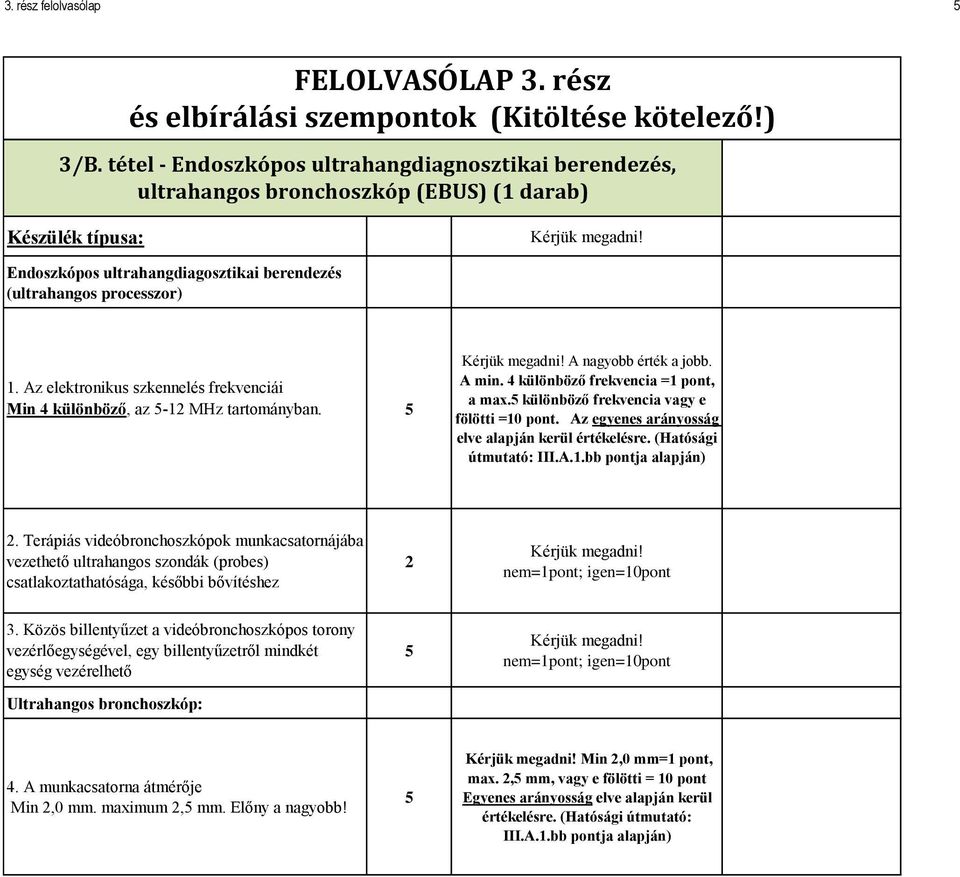 Az elektronikus szkennelés frekvenciái Min 4 különböző, az - MHz tartományban. A nagyobb érték a jobb. A min. 4 különböző frekvencia = pont, a max. különböző frekvencia vagy e fölötti =0 pont.