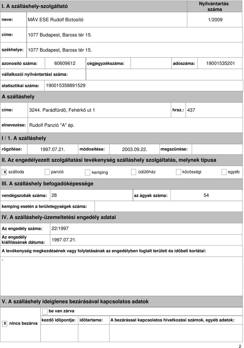 60609612 cégjegyzék: adó: 19001535201 vállalkozói nyilvántartási : statisztikai : 190015358891529 címe: 3244.