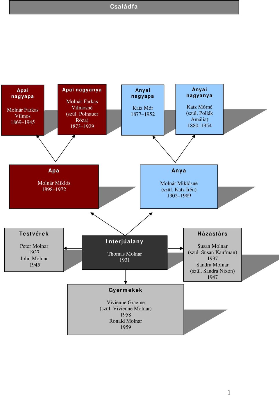 Pollák Amália) 1880 1954 Apa Molnár Miklós 1898 1972 Anya Molnár Miklósné (szül.