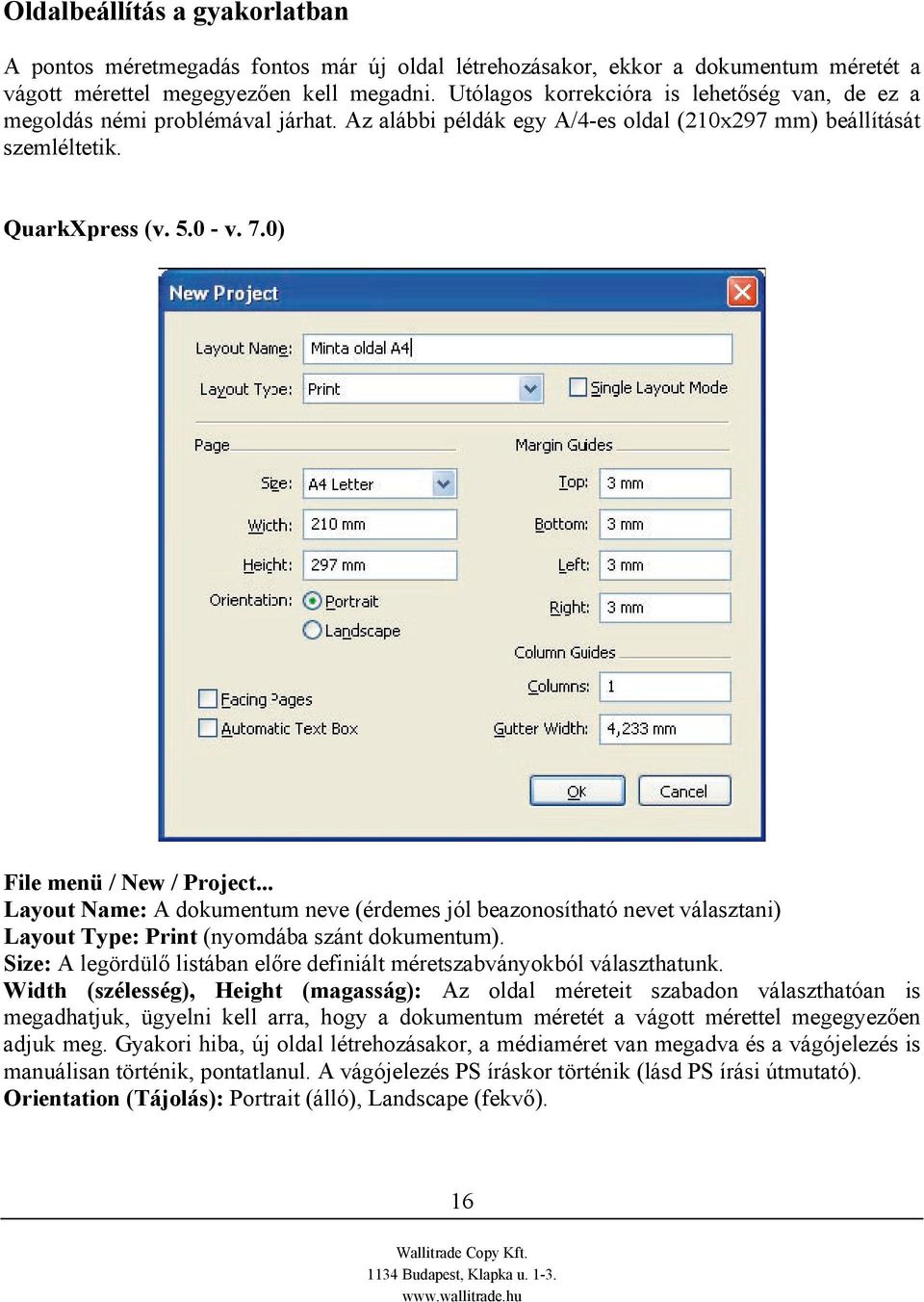 0) File menü / New / Project... Layout Name: A dokumentum neve (érdemes jól beazonosítható nevet választani) Layout Type: Print (nyomdába szánt dokumentum).