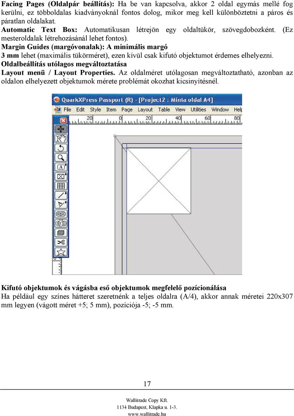 Margin Guides (margóvonalak): A minimális margó 3 mm lehet (maximális tükörméret), ezen kívül csak kifutó objektumot érdemes elhelyezni.