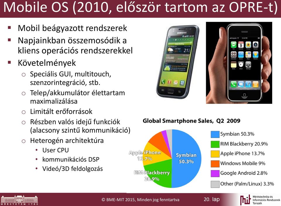 o Telep/akkumulátor élettartam maximalizálása o Limitált erőforrások o Részben valós idejű funkciók (alacsony