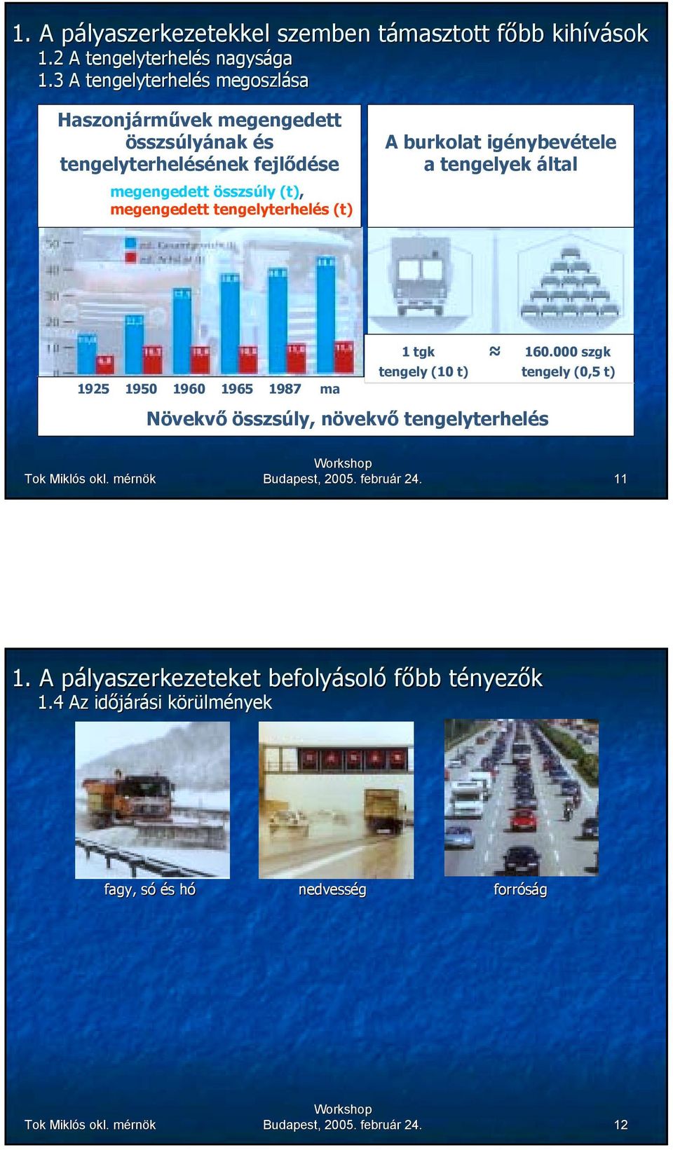 tengelyterhelés (t) A burkolat igénybevétele a tengelyek által 1 tgk 160.