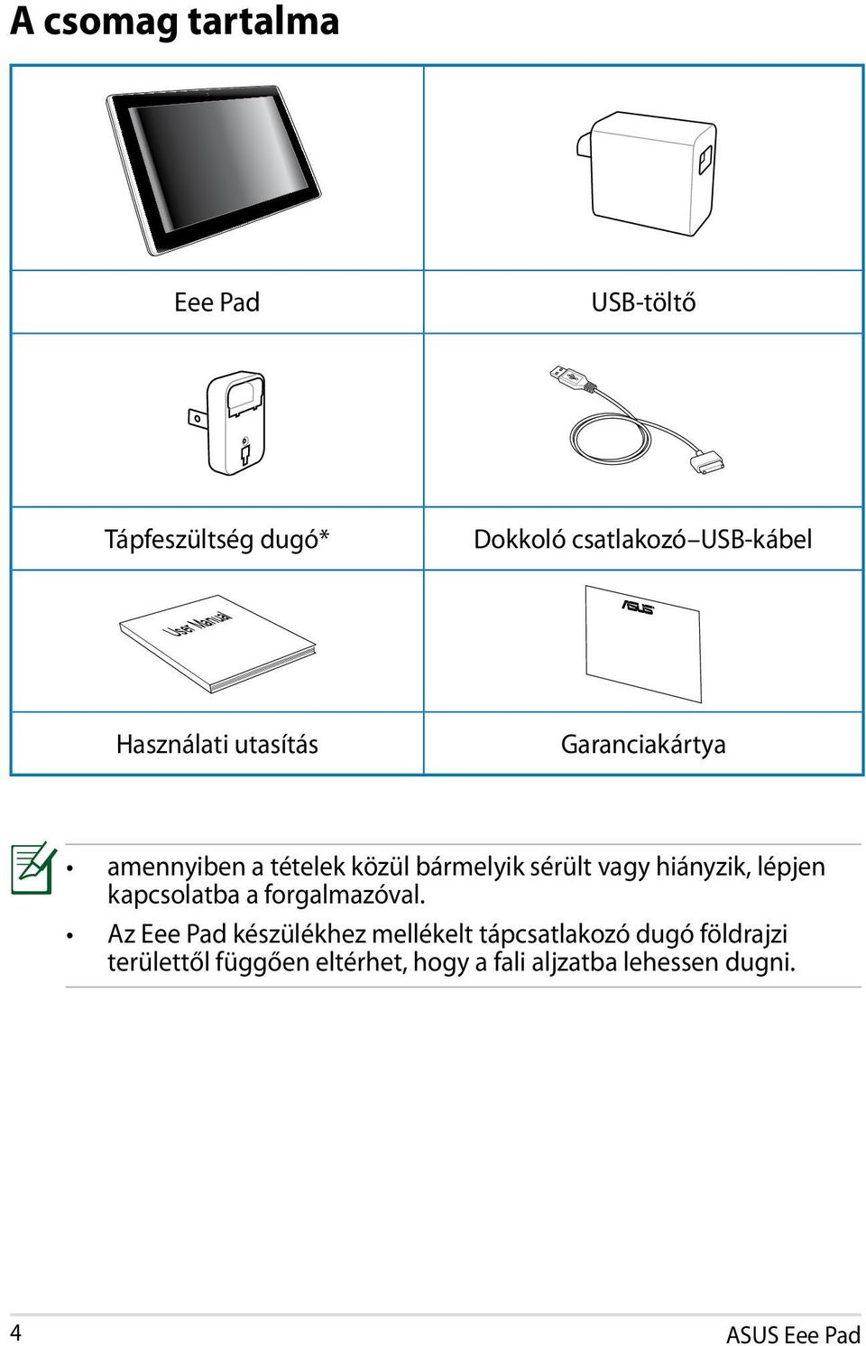 sérült vagy hiányzik, lépjen kapcsolatba a forgalmazóval.
