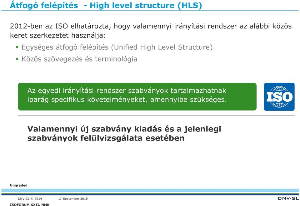 Structure) Közös szövegezés és terminológia Az egyedi irányítási rendszer szabványok tartalmazhatnak iparág