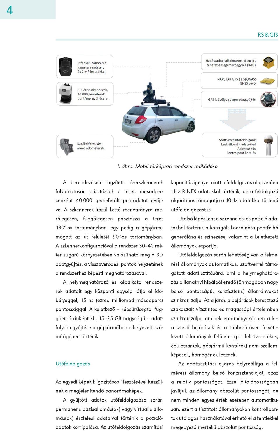 A szkennerkonfigurációval a rendszer 30 40 méter sugarú környezetében valósítható meg a 3D adatgyűjtés, a visszaverődési pontok helyzetének a rendszerhez képesti meghatározásával.