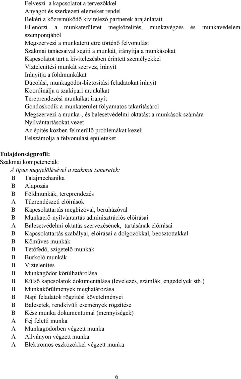 szervez, irányít Irányítja a földmunkákat Dúcolási, munkagödör-biztosítási feladatokat irányít Koordinálja a szakipari munkákat Tereprendezési munkákat irányít Gondoskodik a munkaterület folyamatos