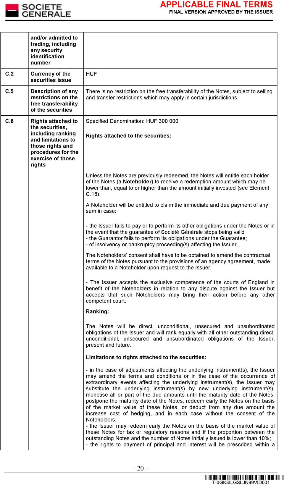 Notes, subject to selling and transfer restrictions which may apply in certain jurisdictions.