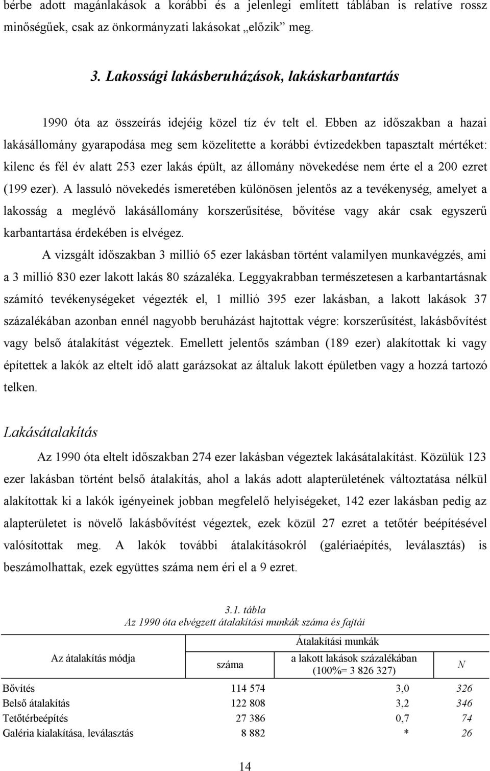 Ebben az időszakban a hazai lakásállomány gyarapodása meg sem közelítette a korábbi évtizedekben tapasztalt mértéket: kilenc és fél év alatt 253 ezer lakás épült, az állomány növekedése nem érte el a