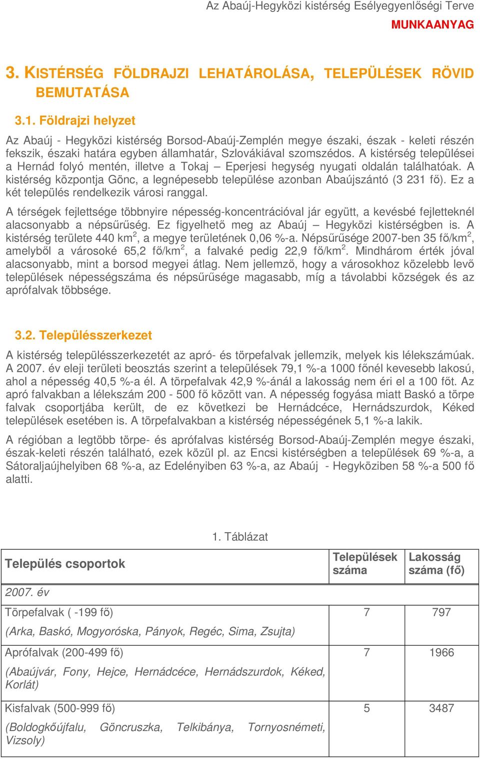 A kistérség települései a Hernád folyó mentén, illetve a Tokaj Eperjesi hegység nyugati oldalán találhatóak. A kistérség központja Gönc, a legnépesebb települése azonban Abaújszántó (3 231 fő).