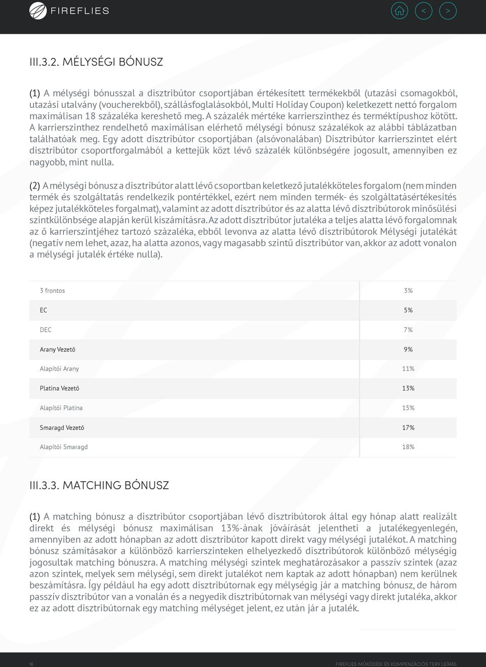 keletkezett nettó forgalom maximálisan 18 százaléka kereshető meg. A százalék mértéke karrierszinthez és terméktípushoz kötött.