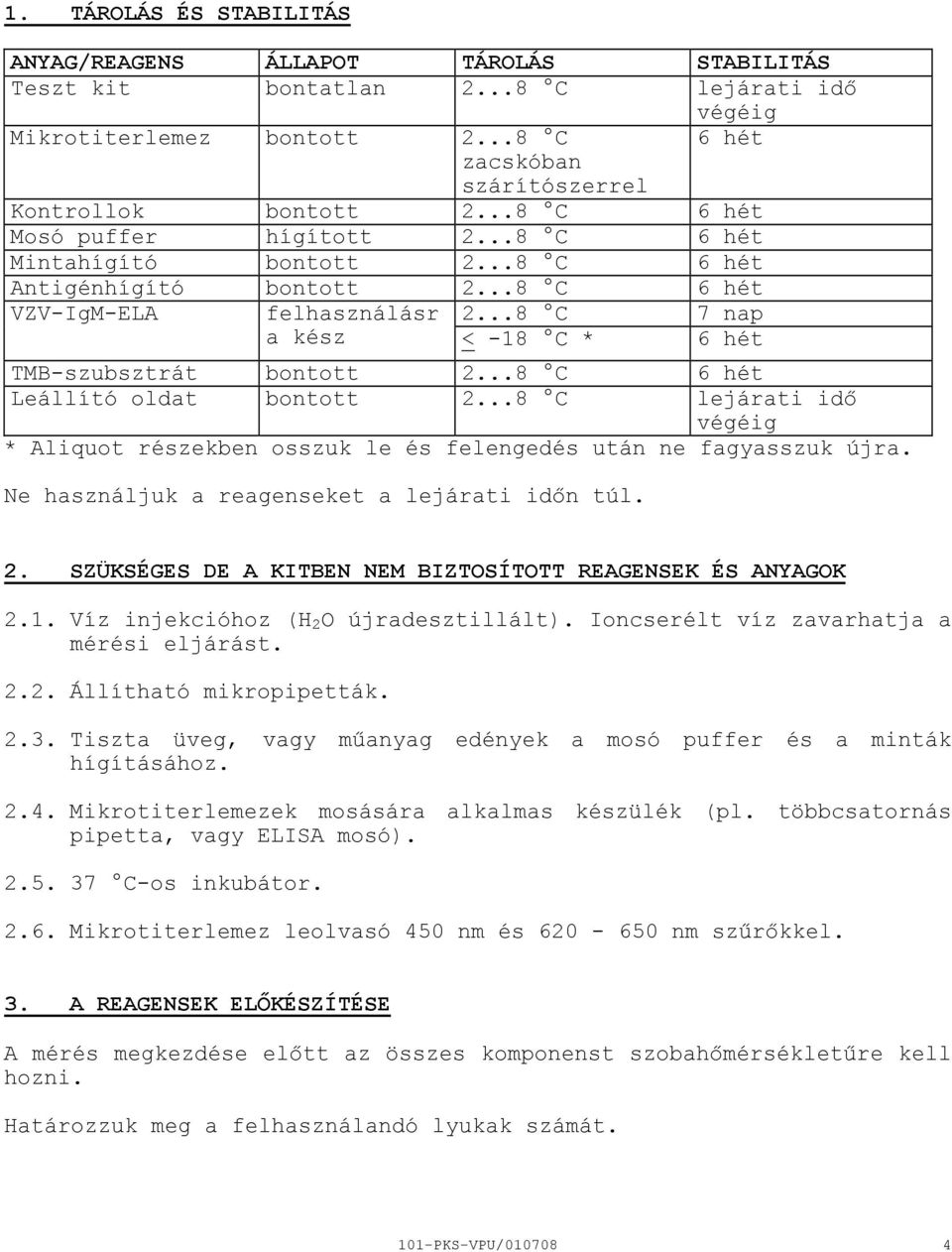 ..8 C 6 hét Leállító oldat bontott 2...8 C lejárati idő végéig * Aliquot részekben osszuk le és felengedés után ne fagyasszuk újra. Ne használjuk a reagenseket a lejárati időn túl. 2. SZÜKSÉGES DE A KITBEN NEM BIZTOSÍTOTT REAGENSEK ÉS ANYAGOK 2.