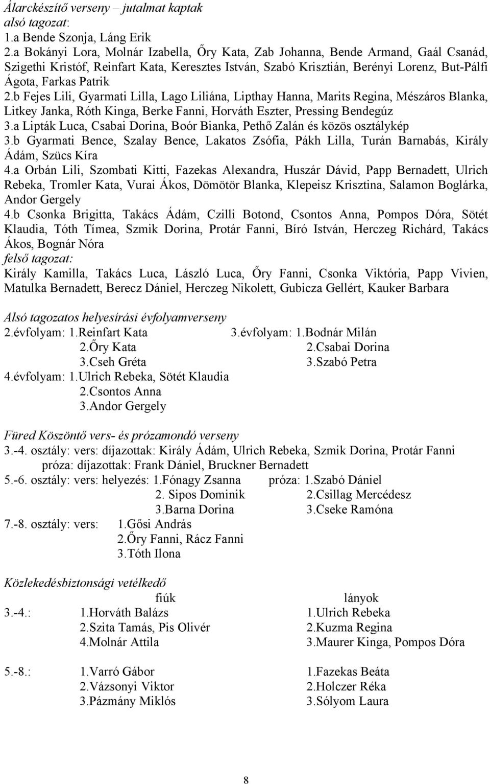 b Fejes Lili, Gyarmati Lilla, Lago Liliána, Lipthay Hanna, Marits Regina, Mészáros Blanka, Litkey Janka, Róth Kinga, Berke Fanni, Horváth Eszter, Pressing Bendegúz 3.