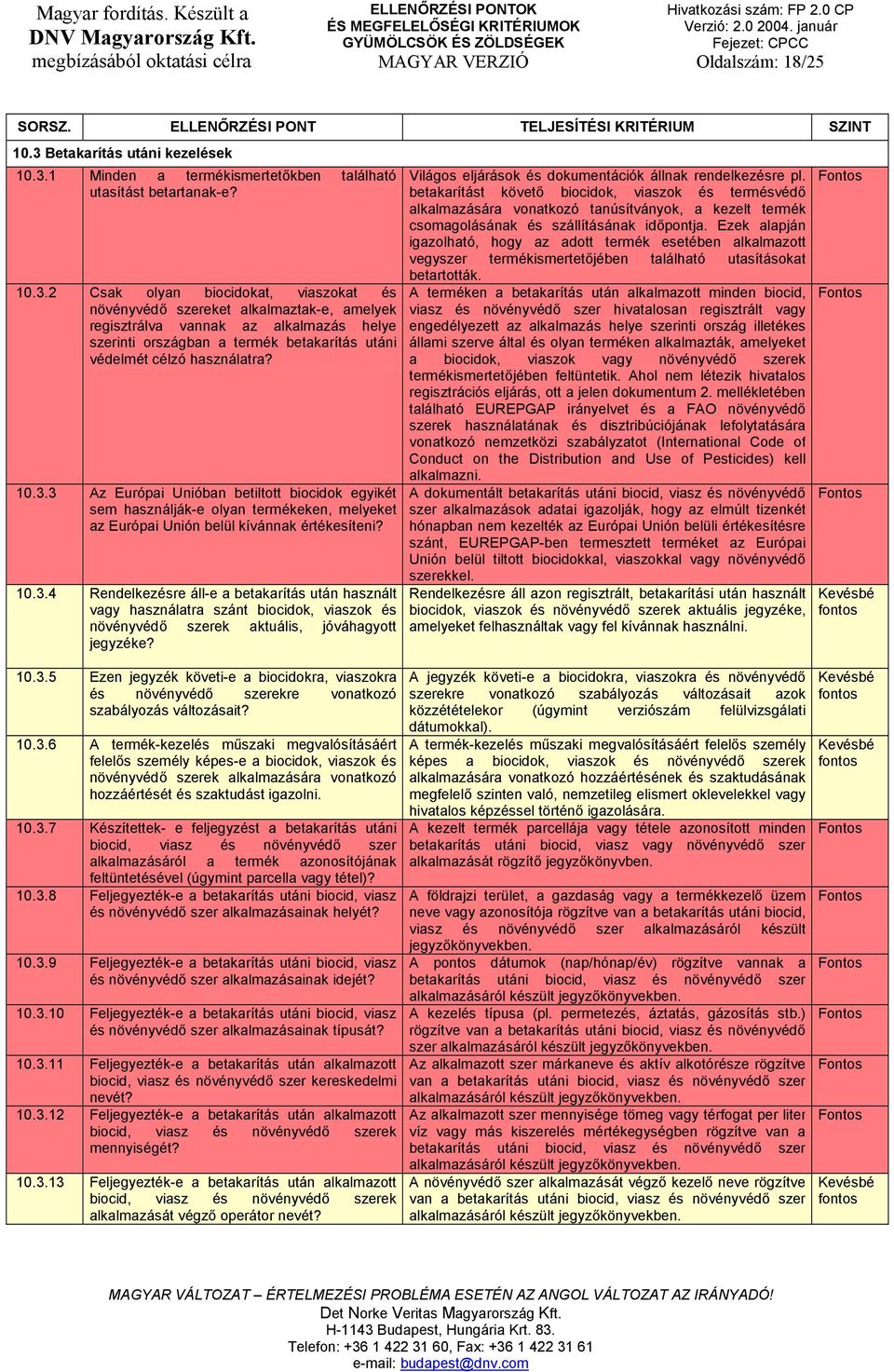 1 Minden a termékismertetőkben található utasítást betartanak-e? 10.3.