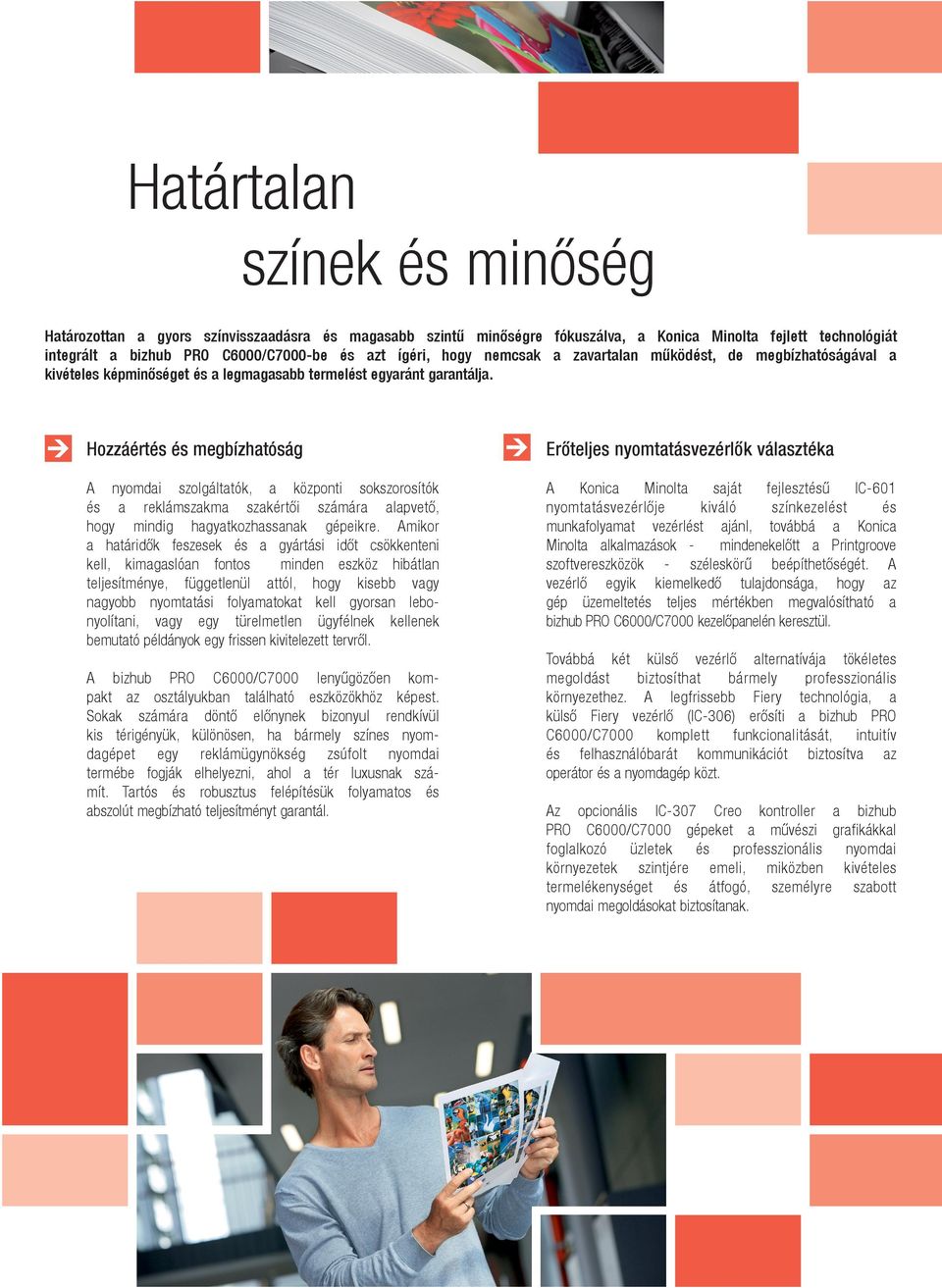 Hozzáértés és megbízhatóság A nyomdai szolgáltatók, a központi sokszorosítók és a reklámszakma szakértői számára alapvető, hogy mindig hagyatkozhassanak gépeikre.