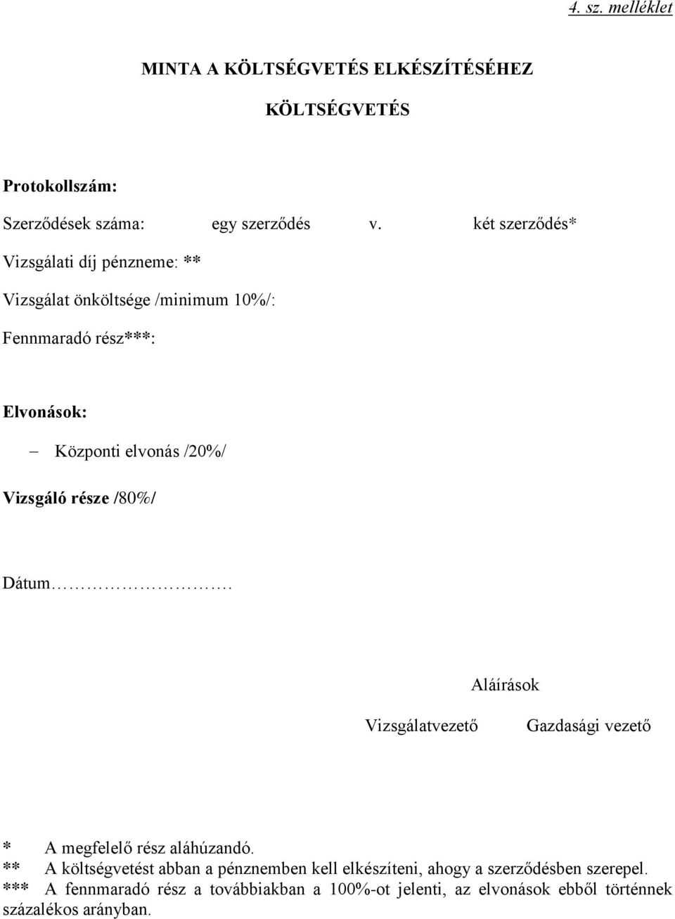 Vizsgáló része /80%/ Dátum. Aláírások Vizsgálatvezető Gazdasági vezető * A megfelelő rész aláhúzandó.