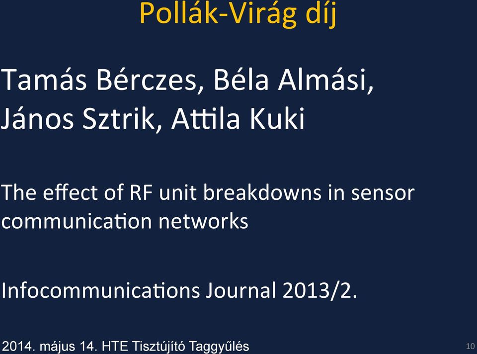 of RF unit breakdowns in sensor