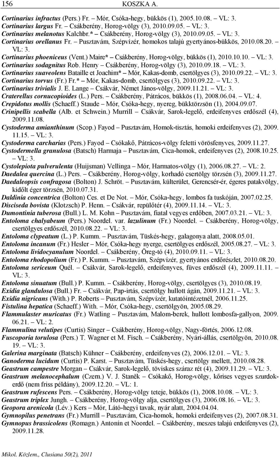 ) Maire* Csákberény, Horog-völgy, bükkös (1), 2010.10.10. Cortinarius sodagnitus Rob. Henry Csákberény, Horog-völgy (3), 2010.09.18.