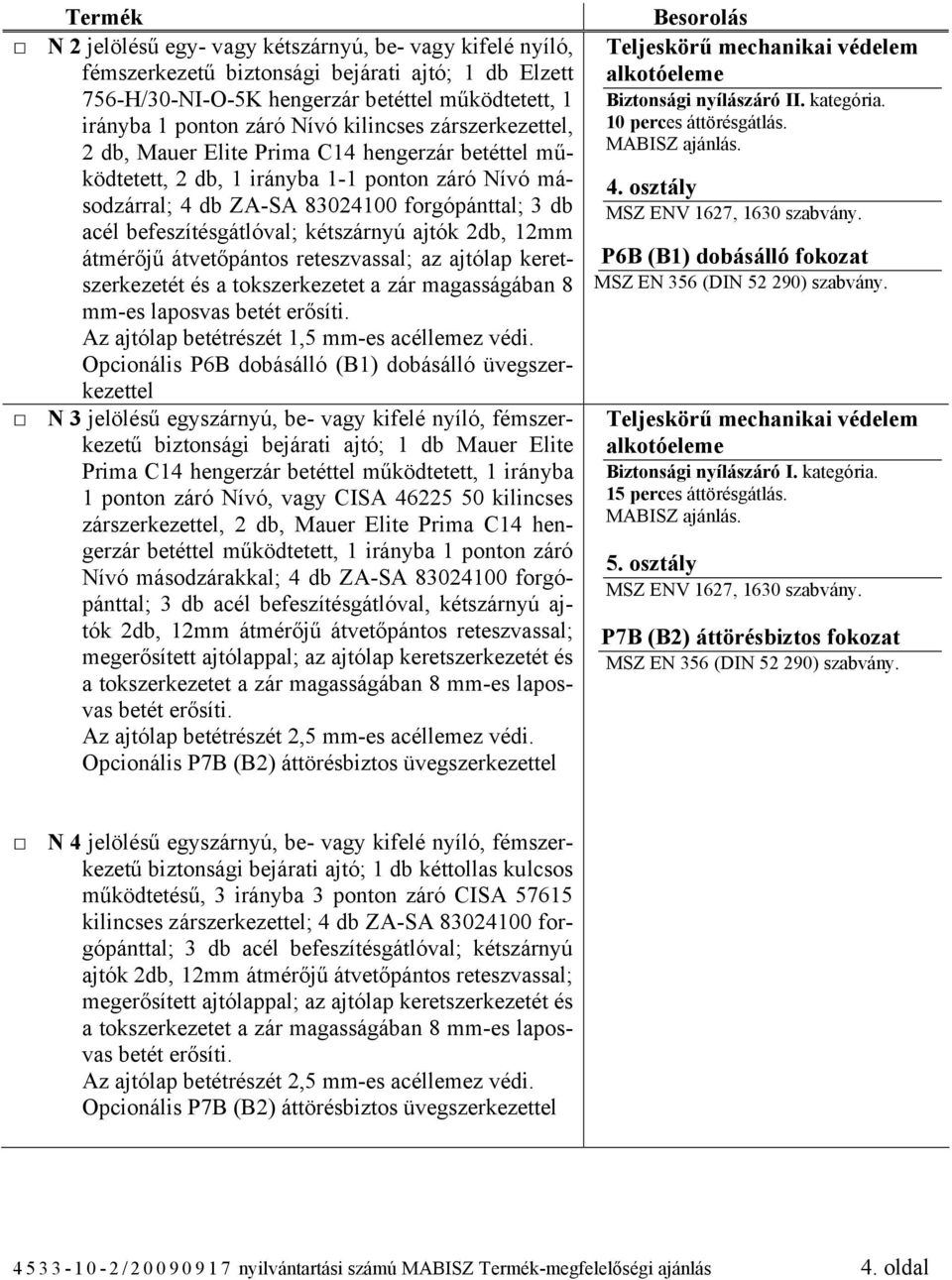 befeszítésgátlóval; kétszárnyú ajtók 2db, 12mm átmérőjű átvetőpántos reteszvassal; az ajtólap keretszerkezetét és a tokszerkezetet a zár magasságában 8 mm-es laposvas betét erősíti.