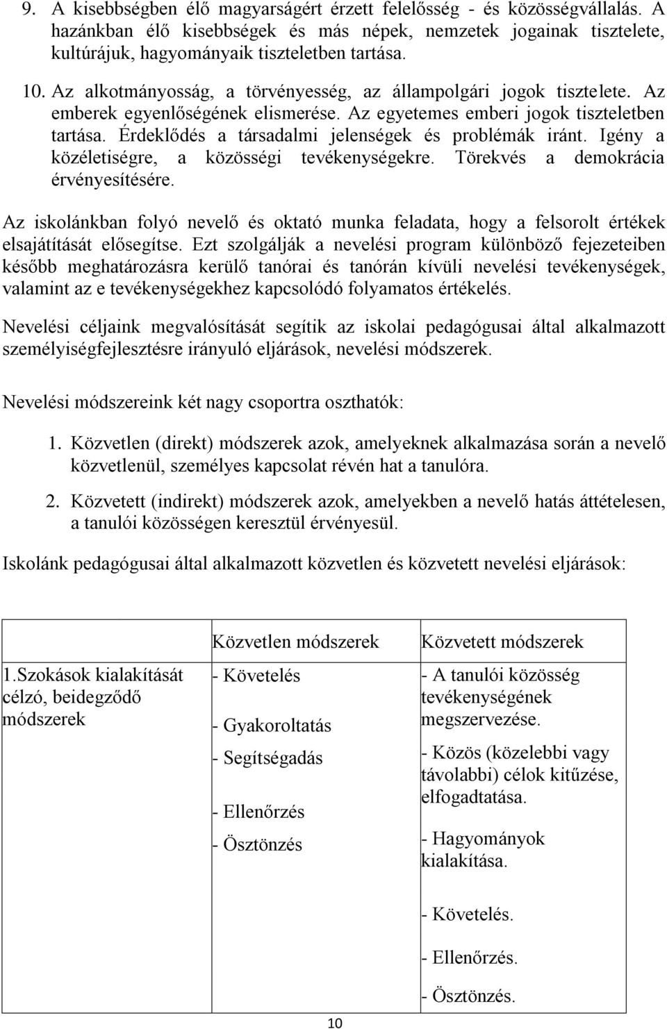 Érdeklődés a társadalmi jelenségek és problémák iránt. Igény a közéletiségre, a közösségi tevékenységekre. Törekvés a demokrácia érvényesítésére.