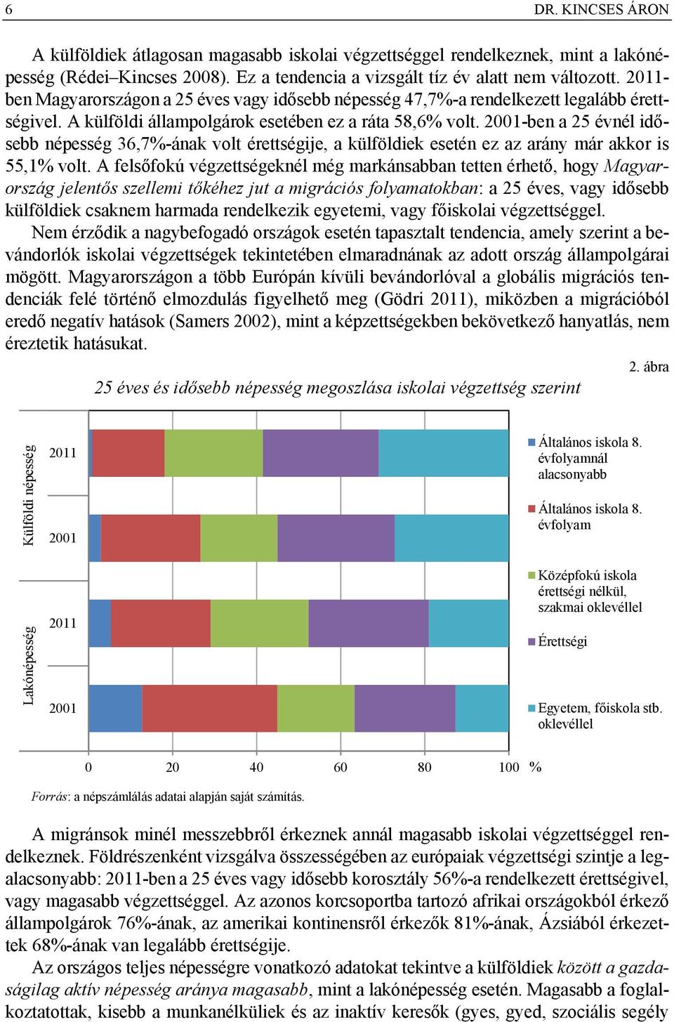 2001-ben a 25 évnél idősebb népesség 36,7%-ának volt érettségije, a külföldiek esetén ez az arány már akkor is 55,1% volt.
