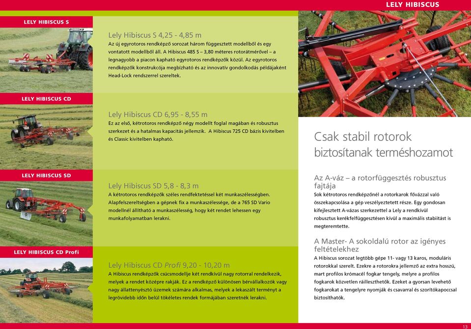 Az egyrotoros rendképzők konstrukcója megbízható és az innovatív gondolkodás példájaként Head-Lock rendszerrel szereltek.