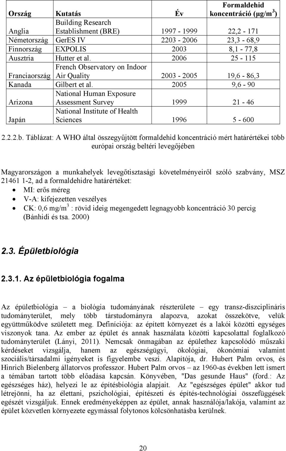 2005 9,6-90 Arizona National Human Exposure Assessment Survey 1999 21-46 Japán National Institute of Health Sciences 1996 5-600 2.2.2.b.