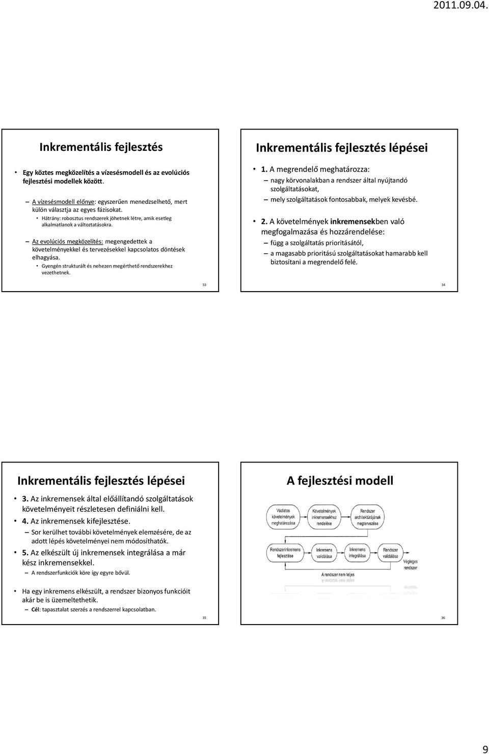 Gyengén strukturált és nehezen megérthető rendszerekhez vezethetnek. Inkrementális fejlesztés lépései 1.