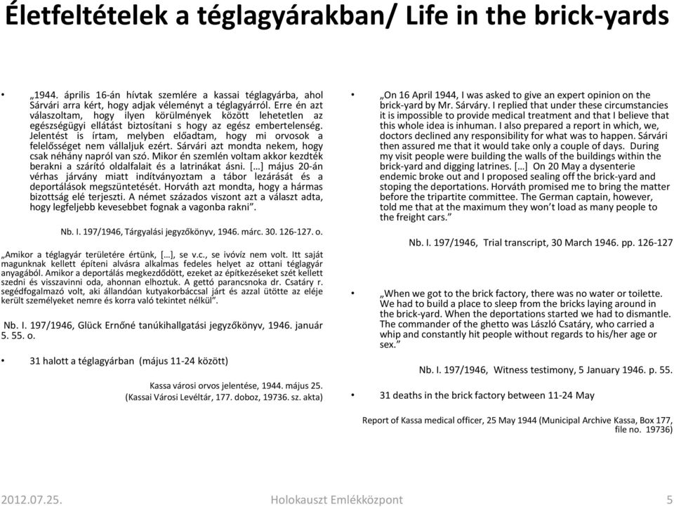Jelentést is írtam, melyben előadtam, hogy mi orvosok a felelősséget nem vállaljuk ezért. Sárvári azt mondta nekem, hogy csak néhány napról van szó.